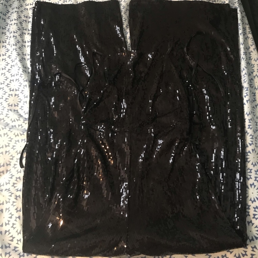 Urban Outfitters Black Sequin Halter Backless Jumpsuit - Picture 3 of 6